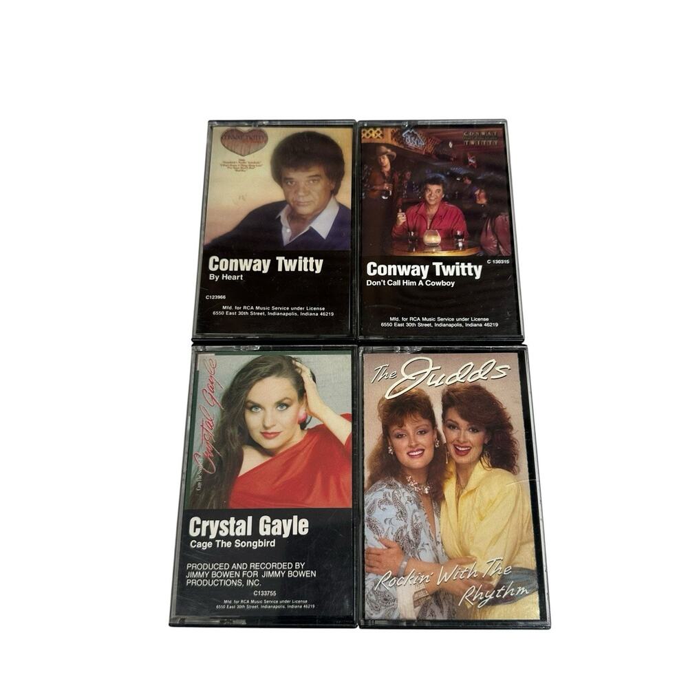Vtg Lot 4 RCA 80s Country Music Cassette Tapes Conway Twitty Judds Crystal Gayle